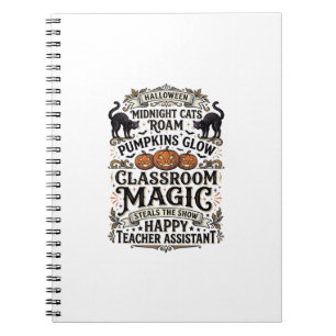 Teacher Assistant Halloween Shirt with Black Cats  Notebook