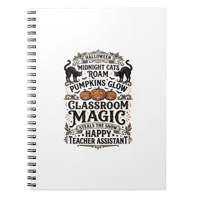 Teacher Assistant Halloween Shirt with Black Cats  Notebook (Front)