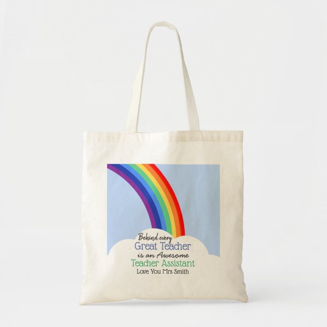 Teacher Assistant rainbow gift fashion Tote Bag (Front)
