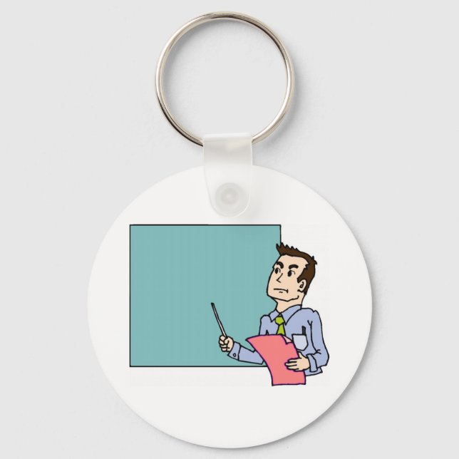 Teacher At Blackboard Key Ring (Front)