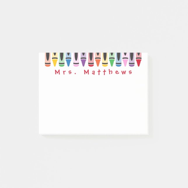 Teacher Back to School Colour Crayon Cute Post-it Notes (Front)