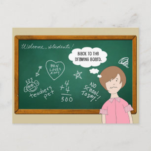 Teacher Back to School Green Chalkboard Postcard