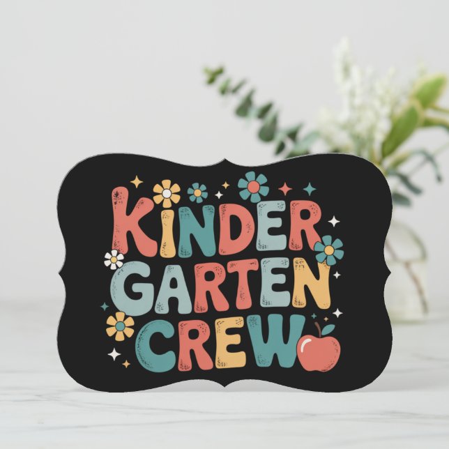 Teacher  Back to School Kindergarten Crew Card (Standing Front)
