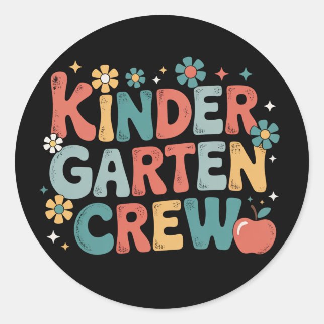Teacher  Back to School Kindergarten Crew Classic Round Sticker (Front)