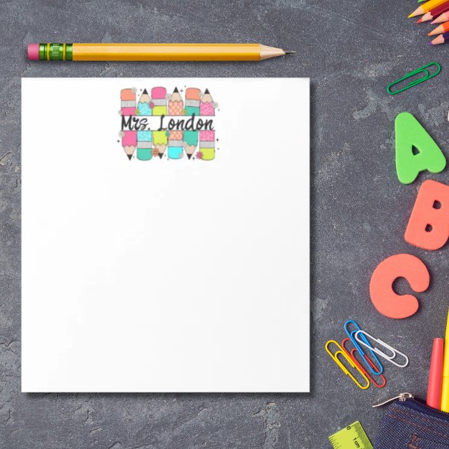 Teacher Back to school Personalised Rainbow Pencil Notepad (Creator Uploaded)