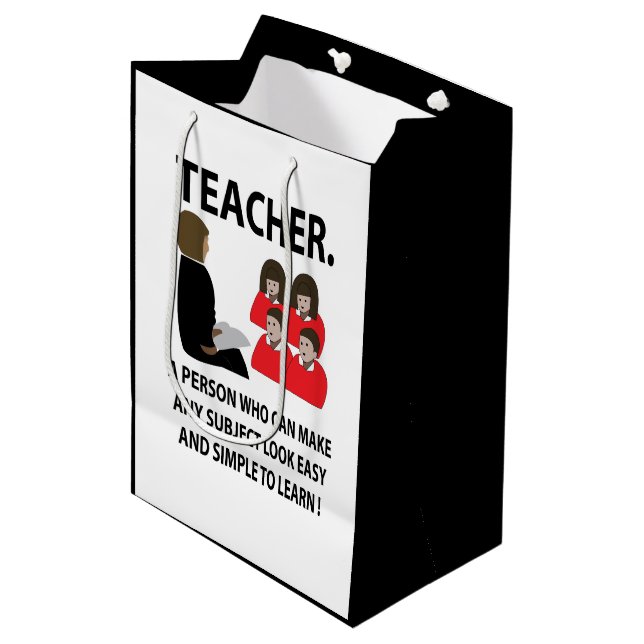 Teacher Back To School Quote Typography Teacher Medium Gift Bag (Front Angled)