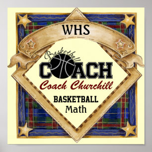 Teacher Basketball Coach Sign - Door Poster - SRF