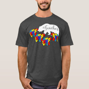 Teacher Bear Autism Awareness Month SPED T-Shirt