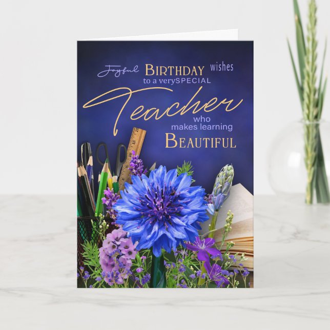 Teacher Birthday Floral classroom Card (Front)