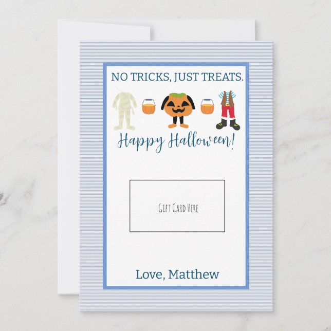 Teacher Blue Halloween Gift Card Holder (Front)
