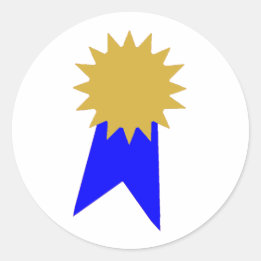 Teacher Blue Ribbon Gold Star Students Award  Classic Round Sticker