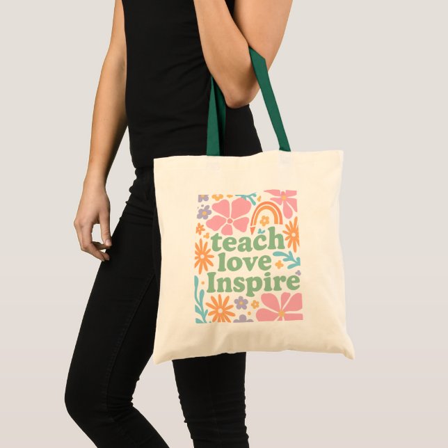 Teacher Boho Floral  Tote Bag (Front (Product))