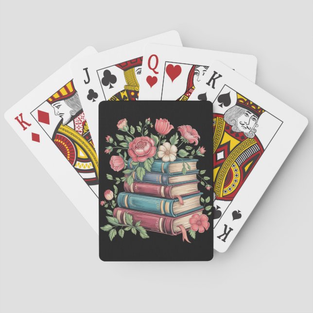 Teacher Book Lover Back to School Wildflowers Playing Cards (Back)