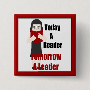 Teacher Book Lover Gal Reader Leader Button 1