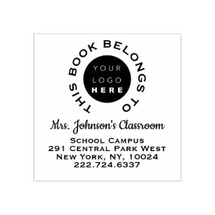 Teacher Bookplate Label Logo Adress Name Rubber Stamp