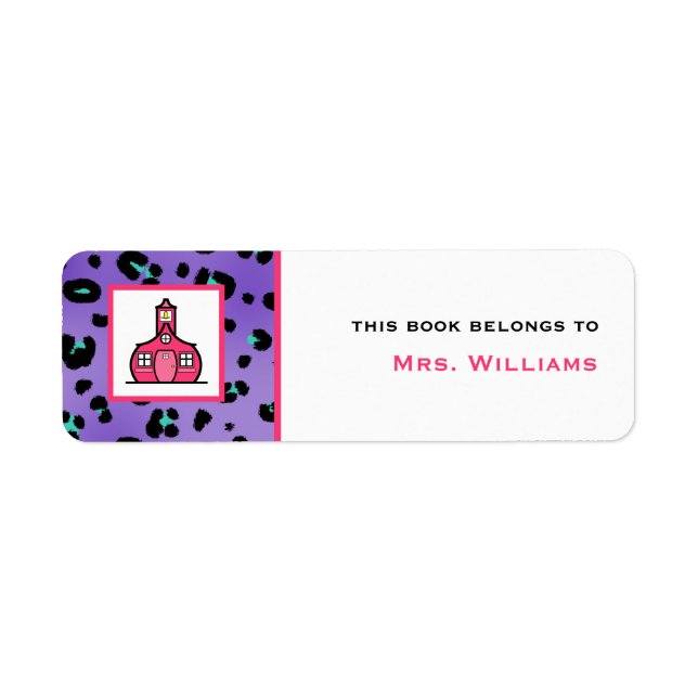 Teacher Bookplate - Purple Leopard Print (Front)