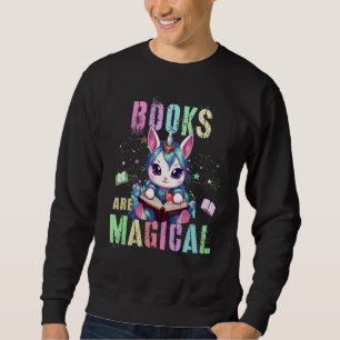 Teacher BOOKS ARE MAGICAL Cat Unicorn School Libra Sweatshirt