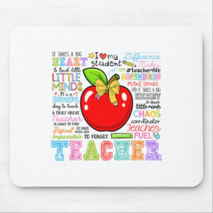 Teacher Bow Pencil Apple Funny Back To School Teac Mouse Pad