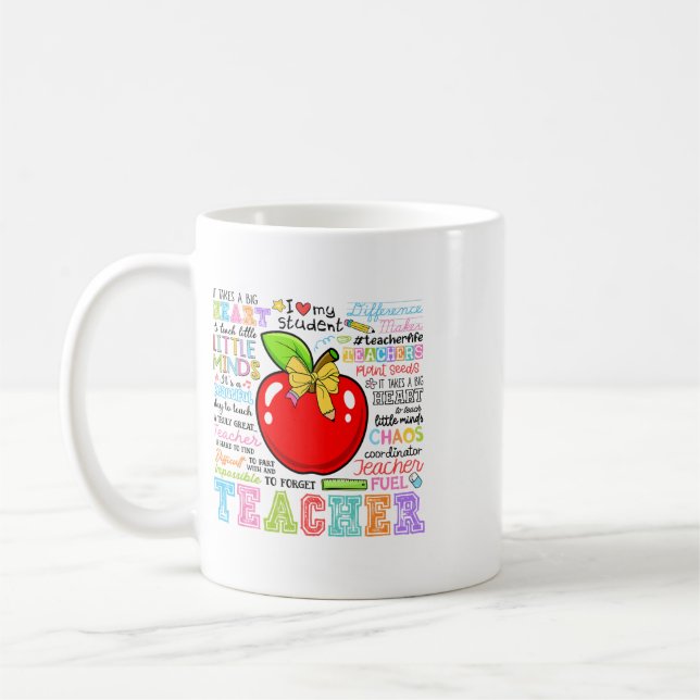Teacher Bow Pencil Apple Funny Ck To School Teache Coffee Mug (Left)