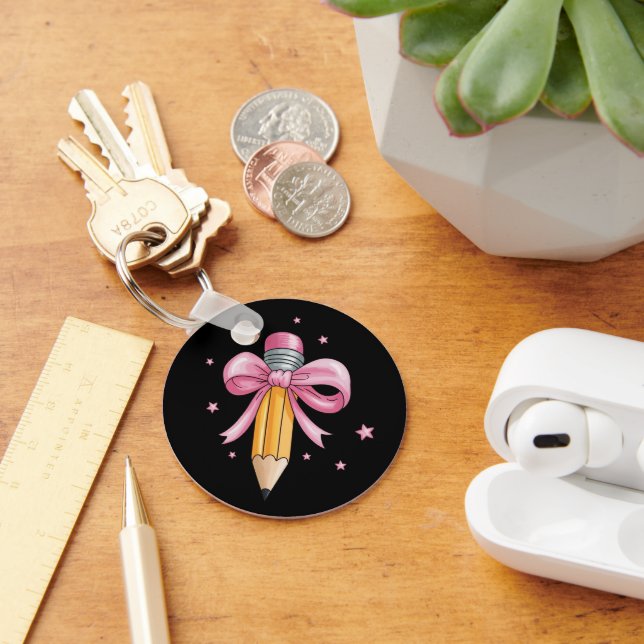 Teacher Bow Pencil Teaching Life Appreciation Gift Key Ring (Desk)
