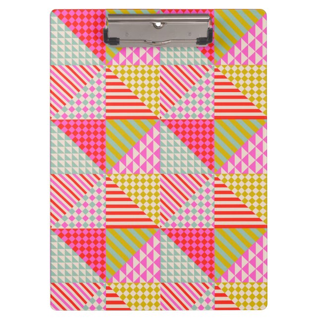 Teacher Bright Colourful Patchwork Clipboard (Front)