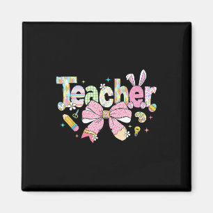 Teacher Bunny Bow Coquette Pencil Easter Days Eggs Magnet