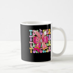 Teacher Bunny Coquette Bow Pencil Bunny Easter Day Coffee Mug