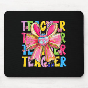 Teacher Bunny Coquette Bow Pencil Bunny Easter Day Mouse Pad