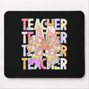 Teacher Bunny Coquette Bow Pencil Bunny Easter Day Mouse Pad