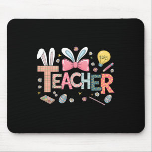 Teacher Bunny Easter Funny Easter Tee For Teachers Mouse Pad