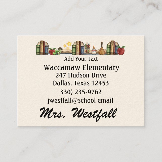 Teacher Business Card by SRF (Front)