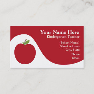 Teacher Business Card - Red Apple