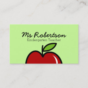 Teacher business card template with red apple