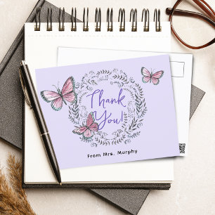Teacher Butterfly Thank You Postcard