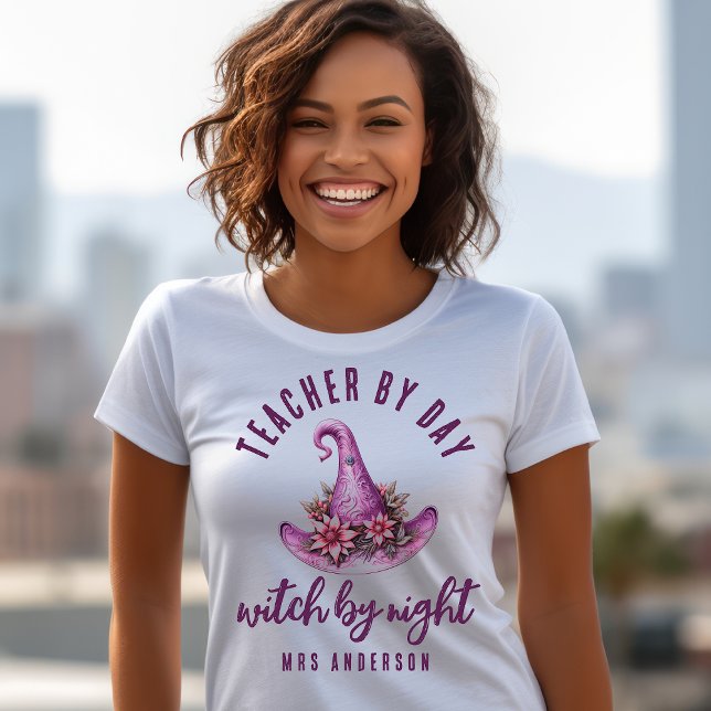 Teacher By Day Witch By Night Custom Halloween T-Shirt (Creator Uploaded)