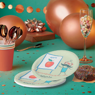 Teacher Cartoon Apple Fun Learning Alphabet Art Paper Plate