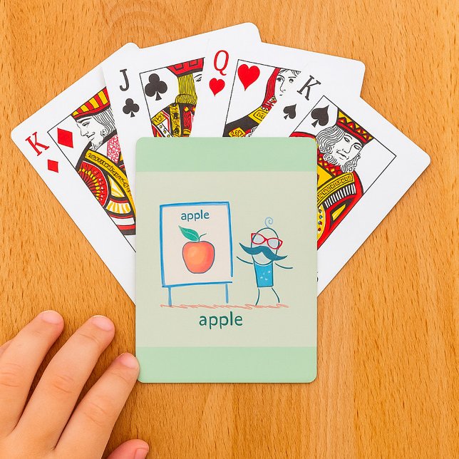 Teacher Cartoon Apple Fun Learning Alphabet Art Playing Cards (Creator Uploaded)