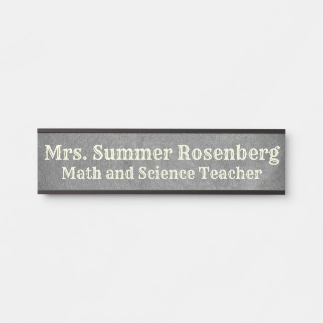 Teacher Chalkboard Classroom Door Sign Name Plate (Front)