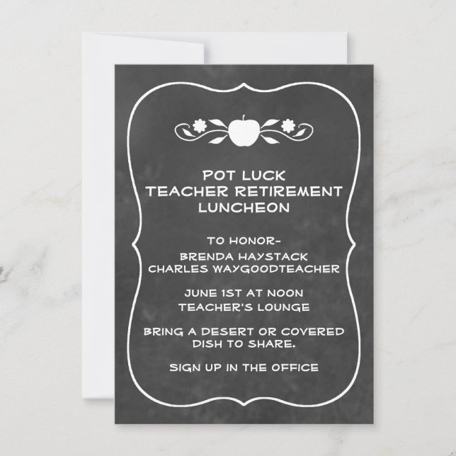 Teacher Chalkboard Look Invitation (Front)