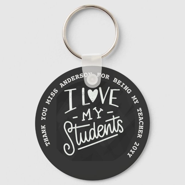 TEACHER CHALKBOARD LOVE Personalised Gift Under $4 Key Ring (Front)