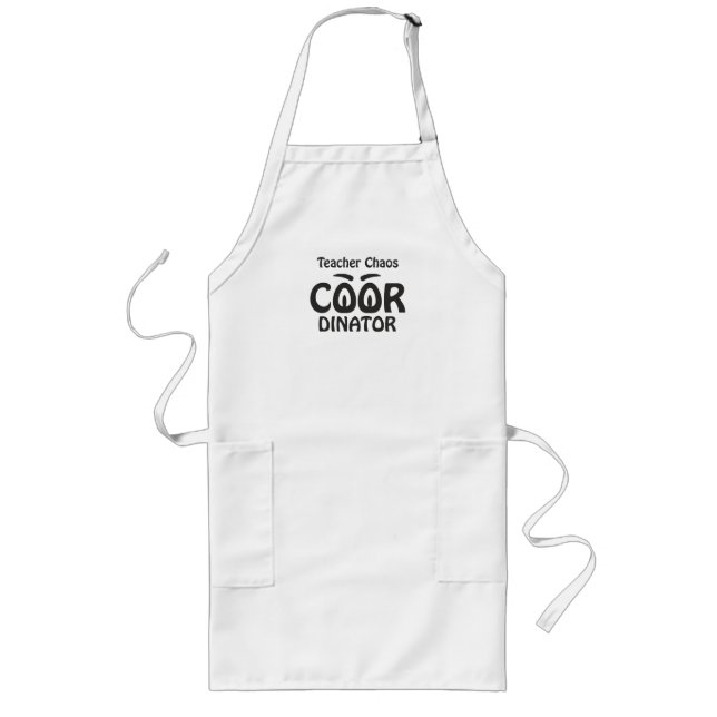 Teacher Chaos Coordinator - Funny Groovy Educator  Long Apron (Front)