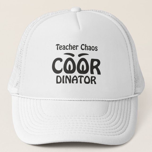 Teacher Chaos Coordinator - Funny Groovy Educator  Trucker Hat (Front)