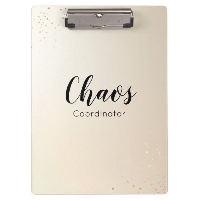 Teacher Chaos Coordinator Gold Glitter Script Clipboard (Front)