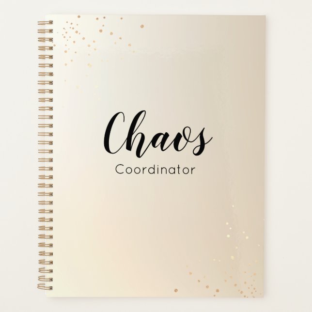 Teacher Chaos Coordinator Gold Glitter Script Planner (Front)