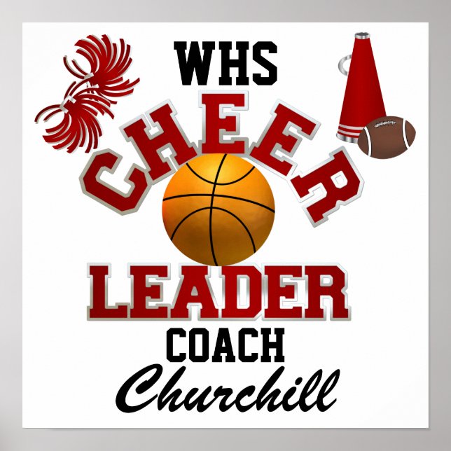 Teacher Cheerleading Coach Sign - Door Poster - SR (Front)