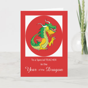 Teacher Chinese New Year of the Dragon on Red Card