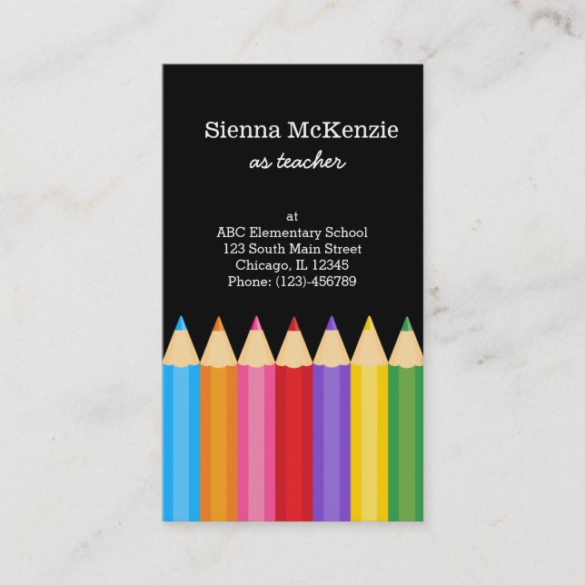 Teacher * choose background colour business card (Front)