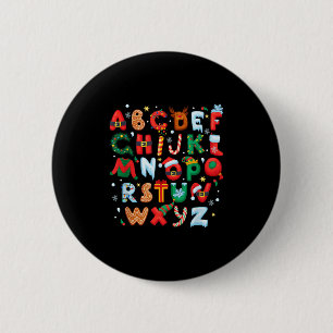 Teacher Christmas Alphabet Back To School Holiday 6 Cm Round Badge