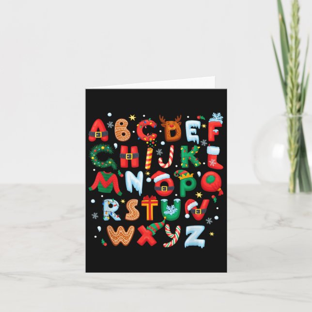 Teacher Christmas Alphabet Back To School Holiday  Card (Front)