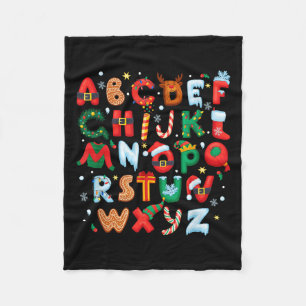 Teacher Christmas Alphabet Back To School Holiday  Fleece Blanket